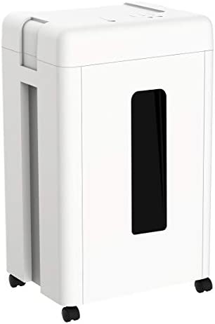 WOLVERINE SD9520 Distruggi documenti P5 ad alta sicurezza con micro taglio per carta pesante, 15 fogli, CD, lame di manganese, ultra silenziose, contenitore estraibile capacità 30 l, bianco