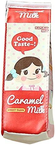 Alcioneo carino latte di matita cancelleria penna borsa in pelle sintetica creative Student Gift Milk Red
