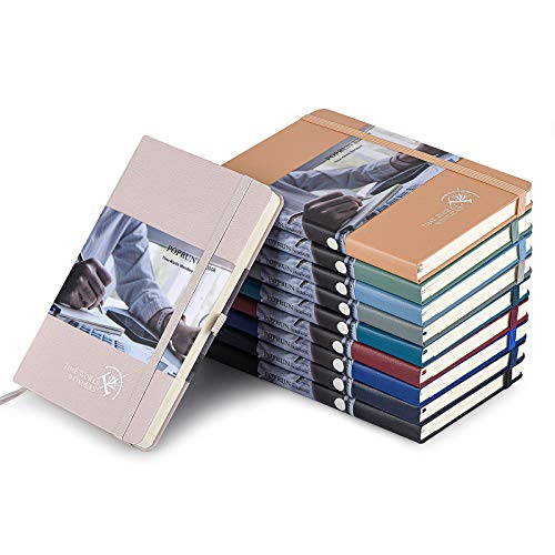 POPRUN Taccuino Classico a Righe A5 con Copertina Rigida, 80 g/m², 3 Indici e 235 Pagine Numerate, Tasca Interna, Ponfezione da 10 pezzi Assortiti