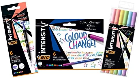 BIC Intensity, Set per Scrittura Creativa, Fineliner Colour Change, Pennarelli Colorati Pastello Dual-Tip, Evidenziatori, Cancelleria Scuola, Idea Regalo, Kit da 18 Unità