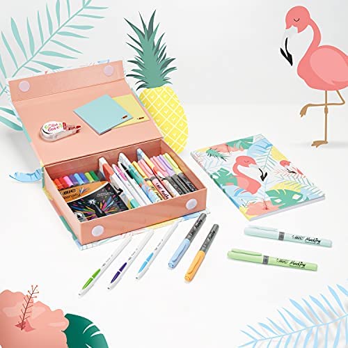 Bic My Stationery Box, Set Cancelleria Kit Scuola, 10 Pennarelli Punta Fine, 6 Penne A Sfera, 4 Evidenziatori Pastello,1 Correttore, 5 Pennarelli Indelebili, 2 Post-It E 1 Quaderno, Multicolore