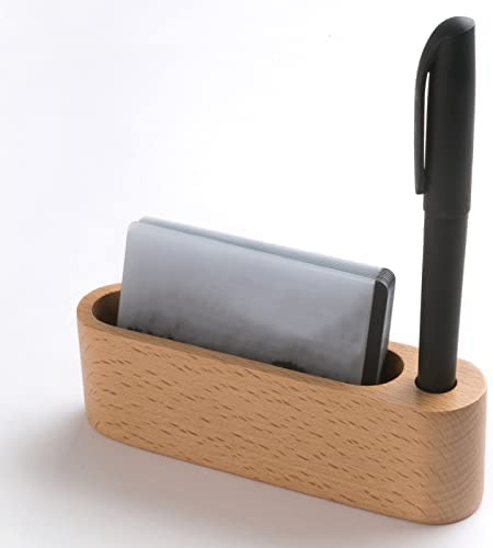 ABERIA Porta Biglietti da Visita in Legnoda Tavolo Scrivania Espositore Biglietti da Visita Scatola di Immagazzinaggio ​da Tavolo Scrivania Organizer per Forniture per Ufficio