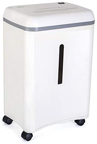 WOLVERINE SD9101 – Distruggidocumenti P5 ad alta sicurezza, 8 lame, microtaglio, per carta pesante e carte di credito, ultra silenzioso, con un contenitore estraibile da 17 l di capacità, bianco