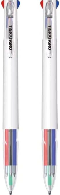 [Tigratigro] 4 Colori penna gel a Scatto,(0.5mm,nero+blu+verde+rosso) per ufficio e Scuola (2Pezzi)