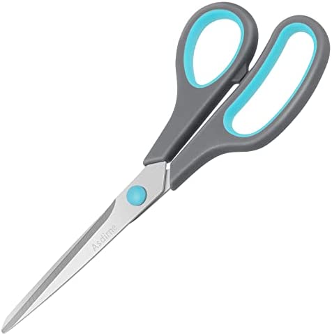 Asdirne Forbici, lame in acciaio inossidabile, impugnatura morbida, adatta per uso domestico, ufficio e scuola, per tutti gli scopi, blu/grigio, 21,5 cm