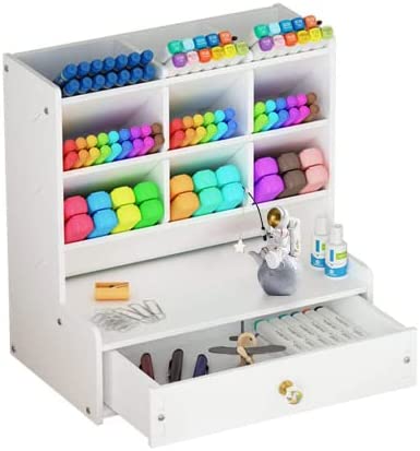 Organizer Scrivania Realizzato con tavola di plastica,Portapenne da Scrivania fai-da-te di grande capacità,Porta Penne per Scrivania Portapenne con cassetto,per casa,ufficio etc. (PB18)