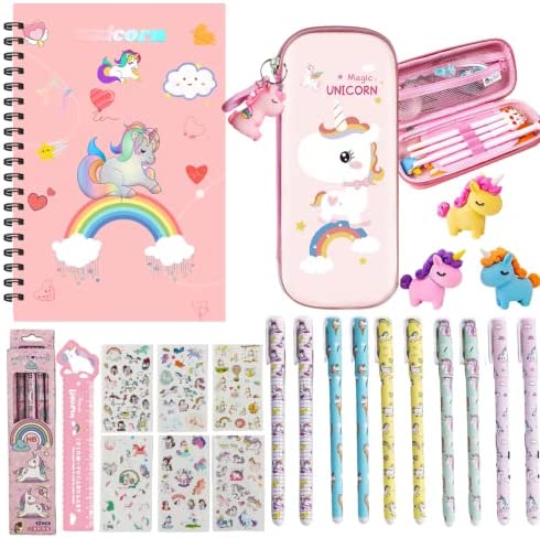 BeByBe Cancelleria per Unicorno, Unicorno per Regalo Bambina, Set Cancelleria Unicorno, Set di Matite a Forma di Unicorno Astucci Penna