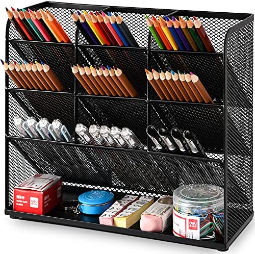 Marbrasse Organizer da Scrivania a rete, Portapenne Multifunzione, Organizzatore fisso da Scrivania, Rack di Stoccaggio per Materiale Scolastico per Ufficio a casa (Nero)