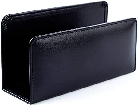 DELMON VARONE – Porta lettere in simil-pelle nero – porta documenti posta da tavolo per lettere, documenti e opuscoli – organizzatore di lettere per scrivania e ufficio – Letter Holder Organizer