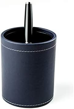DELMON VARONE – Portapenne in ecopelle “EcoAppleather”, blu, ecologico, con rivestimento interno in PU e base in tessuto non tessuto, portapenne rotondo, per scrivania e ufficio