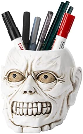 Fowybe Portapenne per Organizer da scrivania con Teschio | Prodotti per Ufficio – Office Desktop Ossario Teschi Decor Decorazioni di Halloween Porta cancelleria con Testa di Scheletro, Ciotola