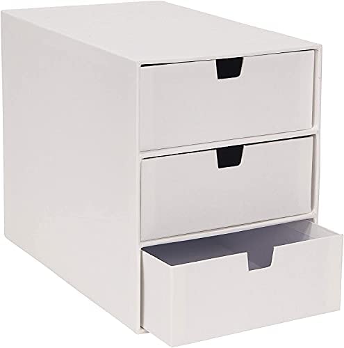 Bigso Box of Sweden Cassettiera da scrivania per documenti e materiale da ufficio – Organizer scrivania con 3 cassetti – Organizer da tavolo in cartone e carta – bianco