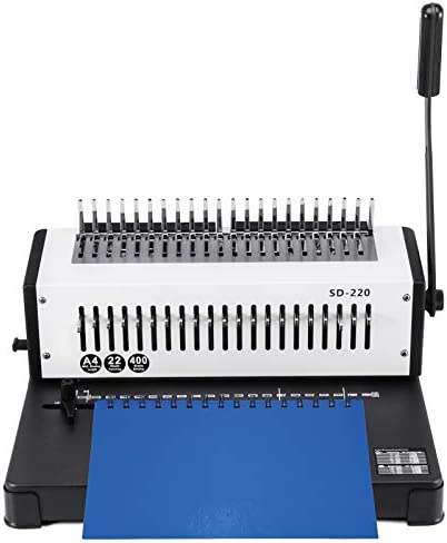 VEVOR Cucitrice Macchina per Rilegatura a Pettine Macchina Rilegatrice per Perforatore a Bobina SD-220B a 21 Fori per Fogli A4 da 400 Fogli
