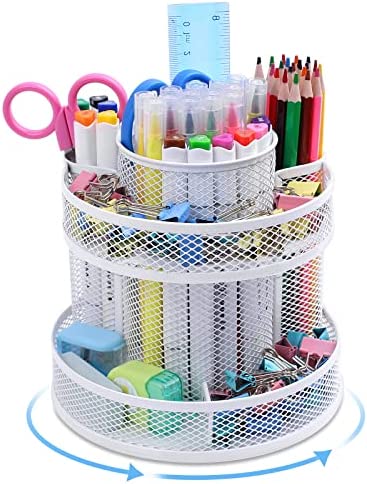 Organizzatore da Scrivania Rotante Organizer per Matite Portapenne Scrivania Ufficio Organizer da Scrivania per Penne Multifunzionale Portapenna da Scrivania Organizer per la Casa Bianco