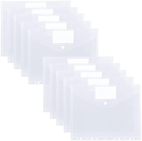 Oderra Cartellina Porta Documenti A4, 10 Pezzi Porta Documenti per Raccoglitori, Buste a Perforazione A4 con Bottone per Scuola e Ufficio