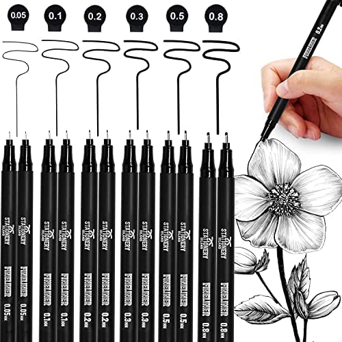 STATIONERY ISLAND Penne Fineliner Set – Punte Assortite. Pennarelli Punta Fine Set. Per Disegno, Bullet Journal, Disegno Tecnico, Architettura, Scrittura, Appunti e Disegno Grafico (Pack of 12)