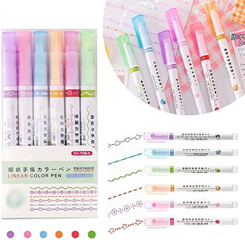 Curve highlighter pen set,Bright meteors curve highlighter pen,Penne a colori lineari con forme,Penne curve highlighter,Evidenziatore Curvo,Set di evidenziatori