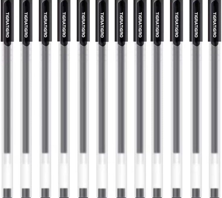 [Tigratigro] 12Pezzi Penna Gel 0.5mm Punta Ad Ago,Scrittura Fino a 850 Metri (Nero)