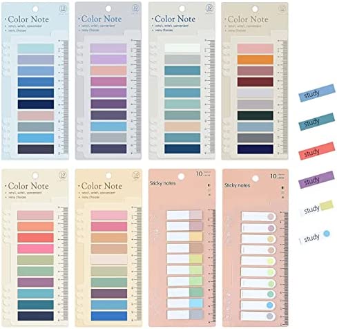Jizxol 1600 fogli adesivi Morandi, 8 set di foglietti adesivi con pagina trasparente per foglietti adesivi, strisce adesive, schede indice, note autoadesive, pennarelli, per ufficio, scuola, casa.