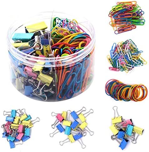 240 Pezzi,Pinze Cancelleria,Set Clip Fermacarte Metallo,Assortite Metallo Graffette,Graffette da Ufficio,Clip di Carta. (colore)