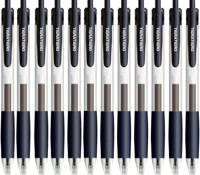 [Tigratigro] 12 Pezzi Penna a Scatto, Penne a Sfera,0.5mm, Per Ufficio e Scuola,Penna Gel di Alta Qualità, Asciugatura Veloce (Nero)