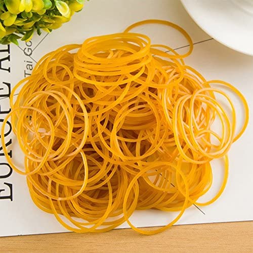 MINGZE 500 pezzi Elastici di gomma Bands, elastici Bandiere elastiche da denaro Bande robusti elastici estensibili, elastici di uso generale per uso domestico, bancario o d’ufficio (Giallo)